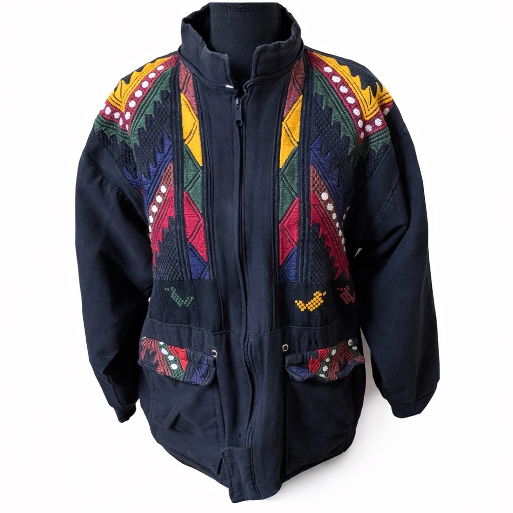 Women’s Gray Southwestern Embroidered Zip Front Jacket Size